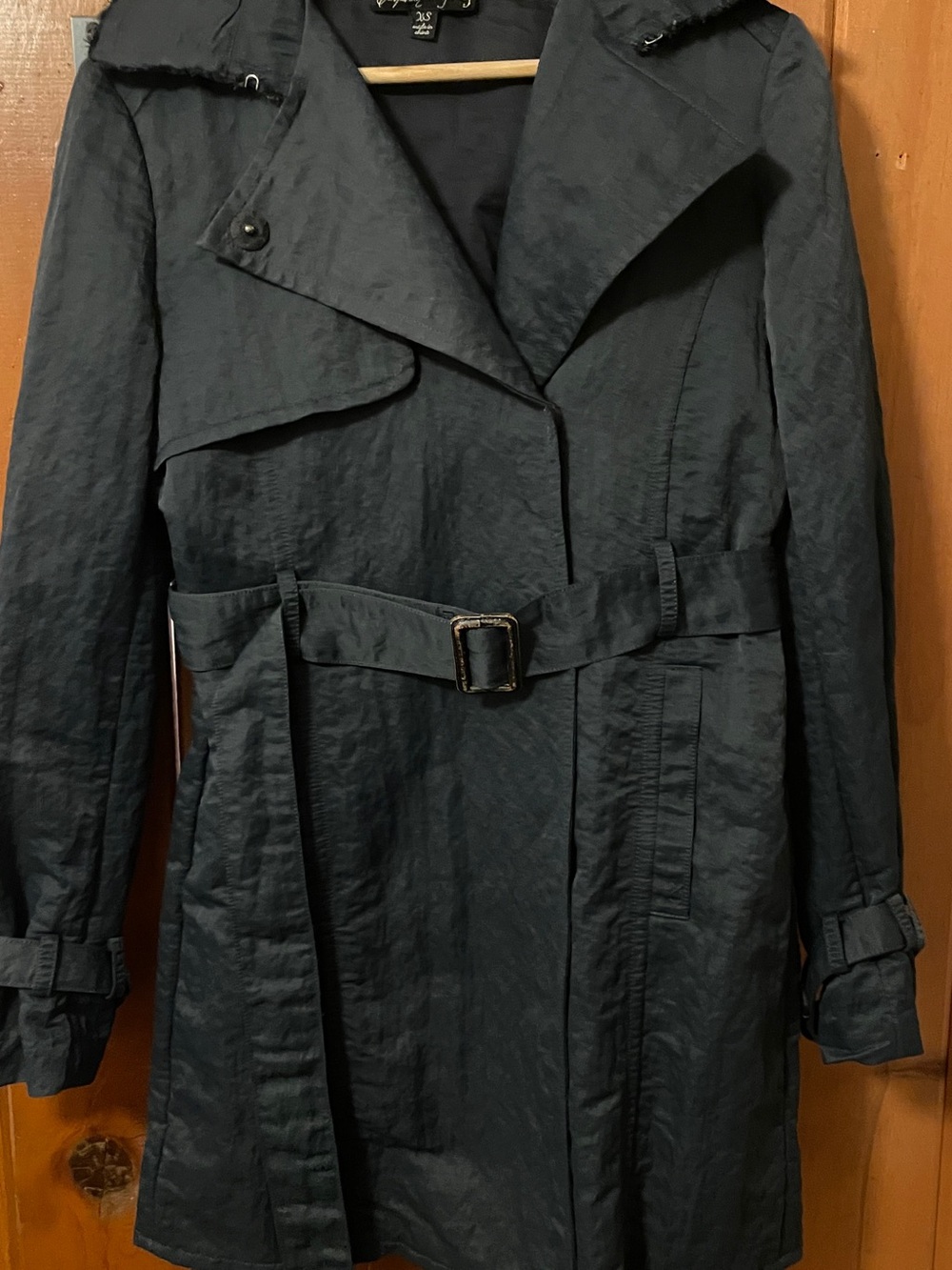 Early Elizabeth and James Dakotah Crinkled Frayed Mid-Length Trench Charcoal XS
